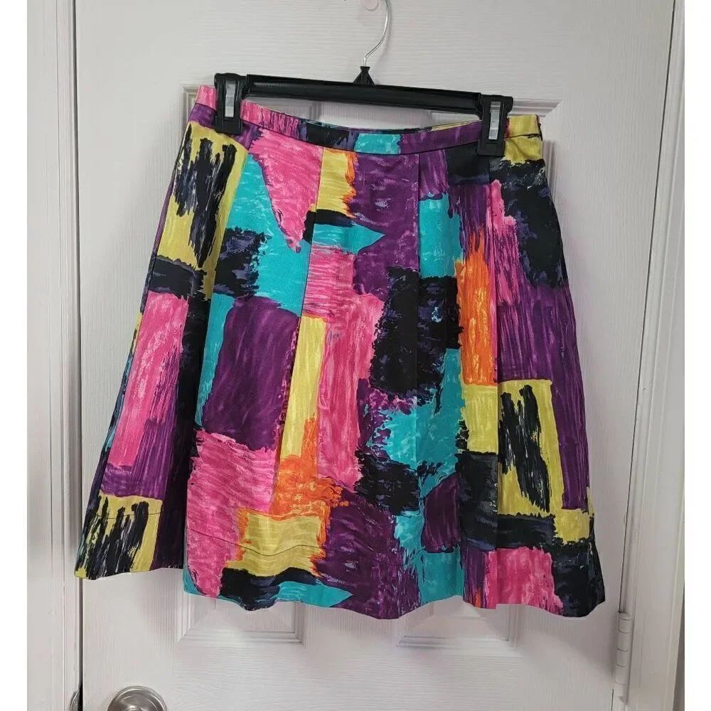 Trina Turk Multi-Color Abstract  Pleated Skirt  Sz:2